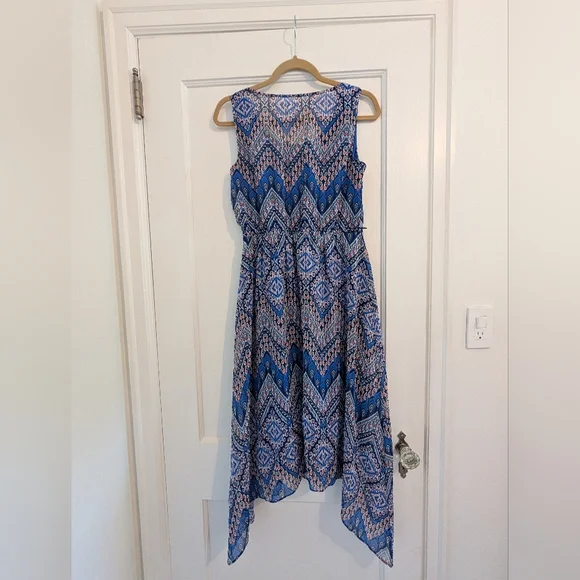 AB Studio Asymmetrical Blue and White Tank Dress Size Small - Picture 4 of 5